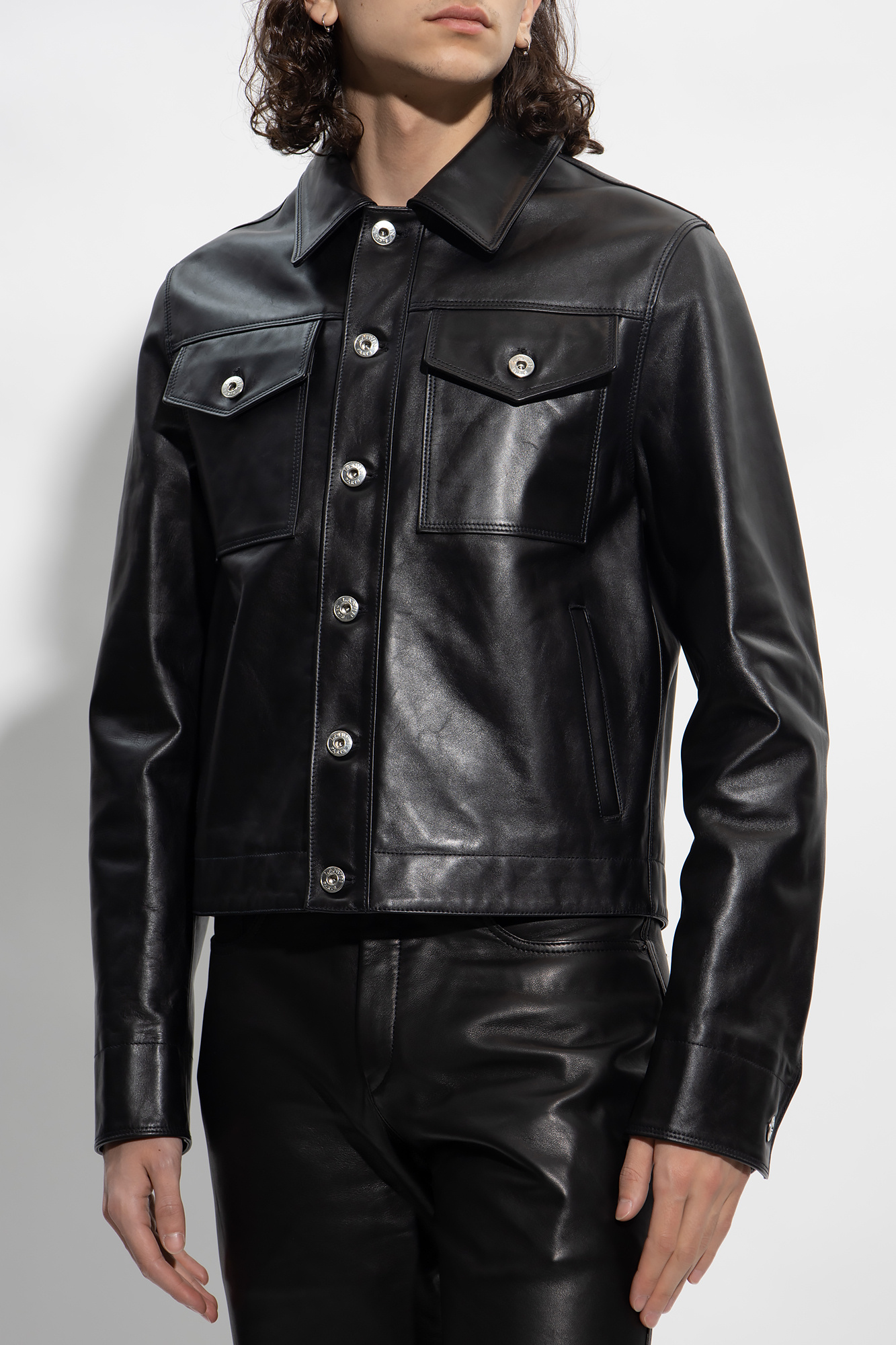 Sandro leather hot sale trucker jacket